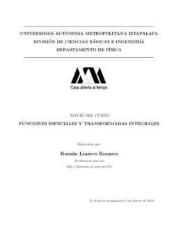Funciones Especiales y Transformadas Integrales – Román Linares – 1ra Edición