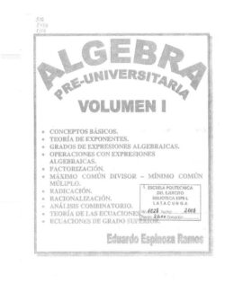 Algebra Preuniversitaria Vol. 1 Eduardo Espinoza Ramos – 1ra Edicion