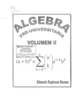 Algebra Preuniversitaria Vol. 2 Eduardo Espinoza Ramos – 1ra Edicion