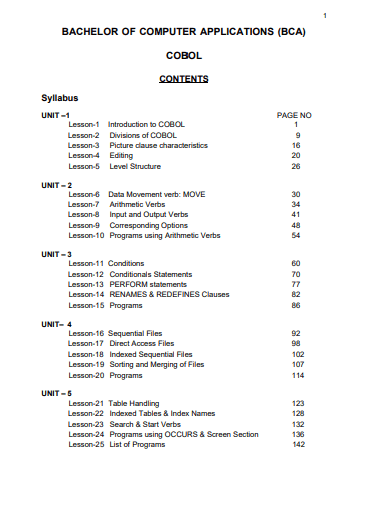 Bachelor Of Computer Applications (BCA) - COBOL - 1st Edition